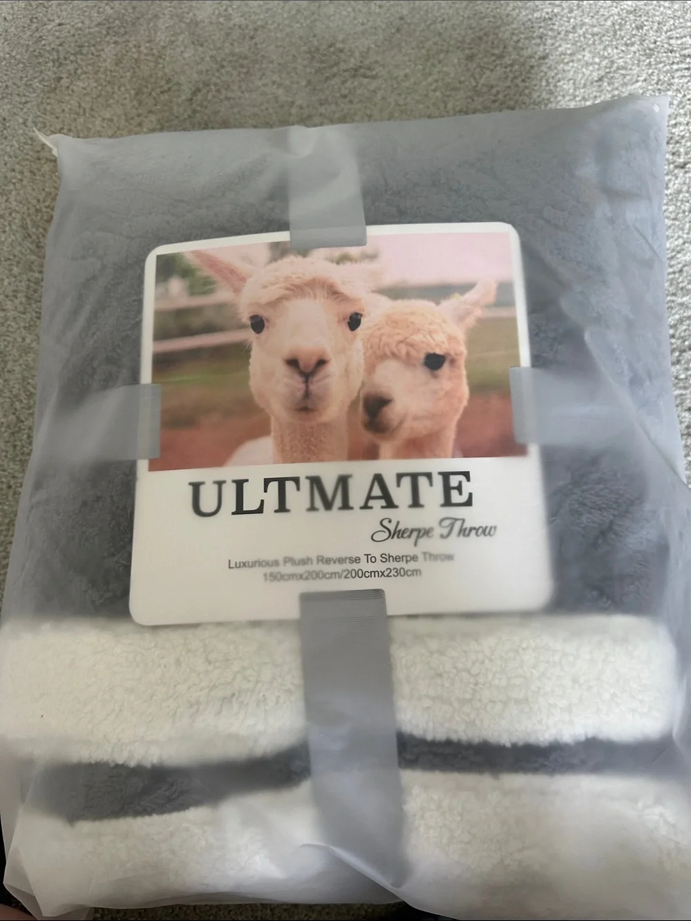 Ultimate Sherpe Throw - Gray and Cream Plush Blanket
